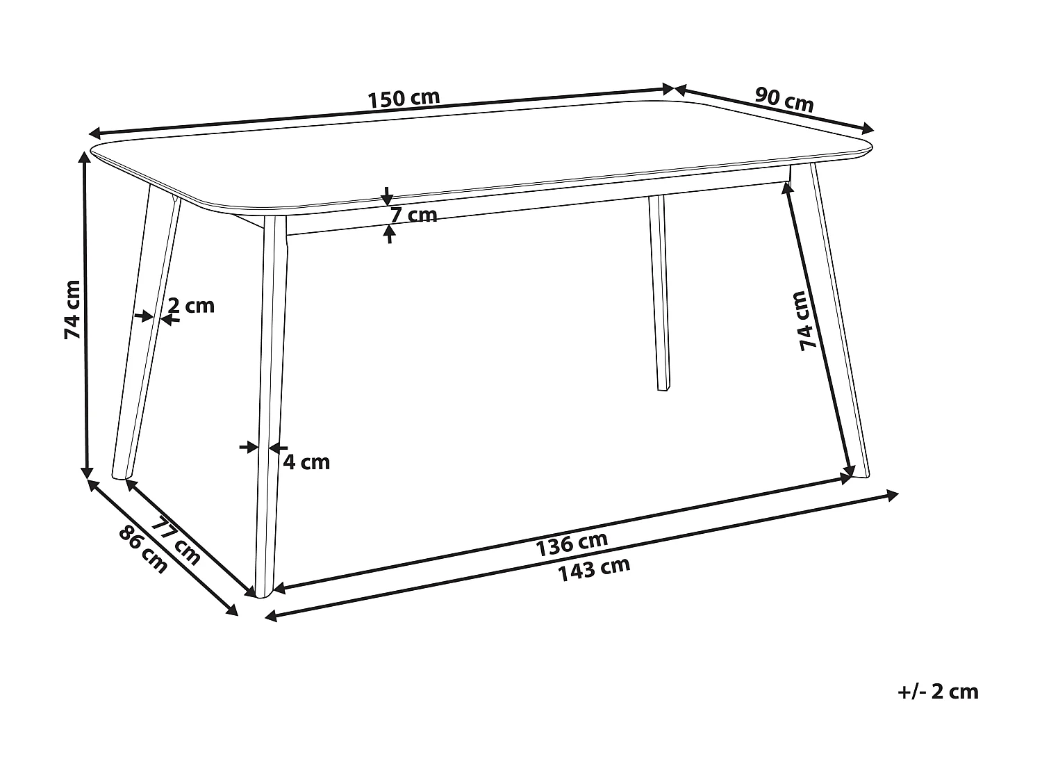 Esszimmertisch Gummibaumholz MDF- Platte 150 x 90 cm dunkler Holzfarbton Ephrata