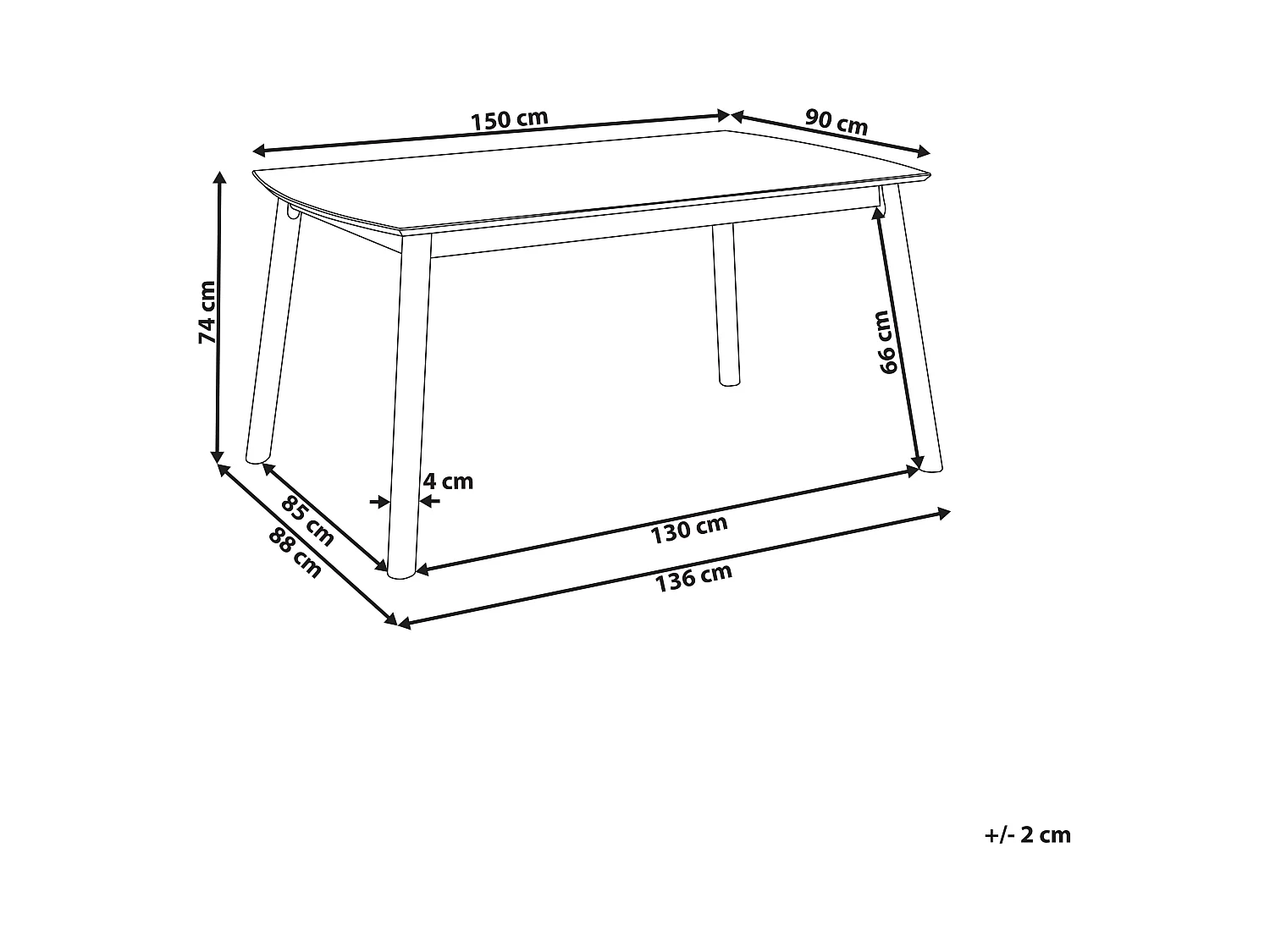 Table de repas ELBA Acajou foncé 150 cm 90 cm