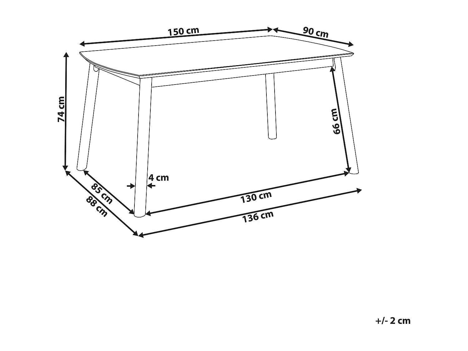 Table de repas ELBA Acajou foncé 150 cm 90 cm