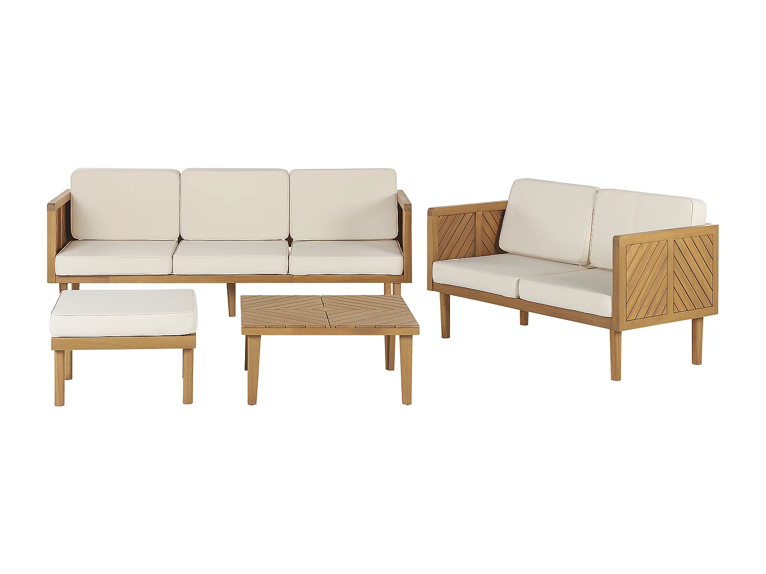 Set salotto da giardino con tavolo e pouf 5 posti BARATTI Legno d'acacia Marrone