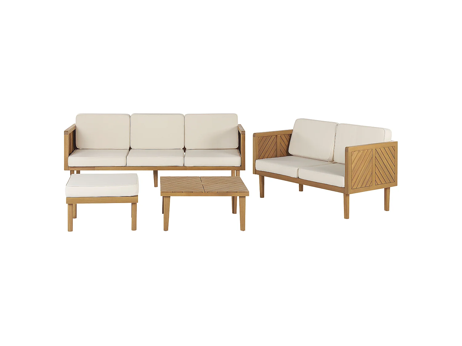 Loungeset met tafel en ottomaan 5-zitter BARATTI Acaciahout Bruin