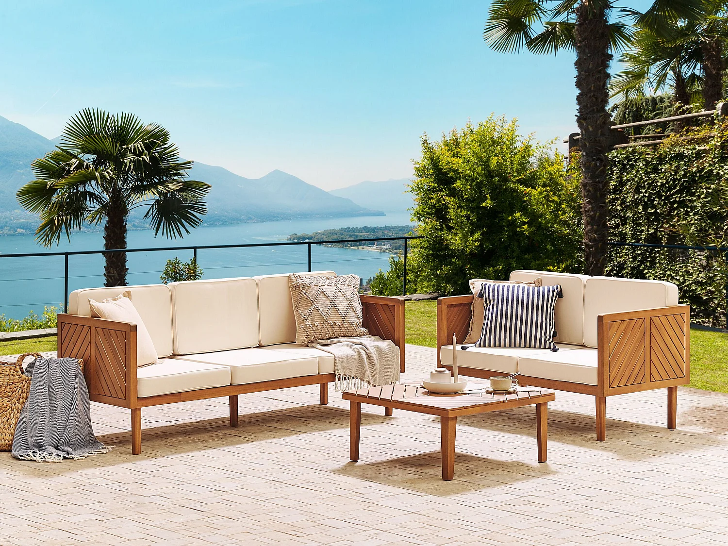 Loungeset met tafel 5-zitter BARATTI Acaciahout Bruin