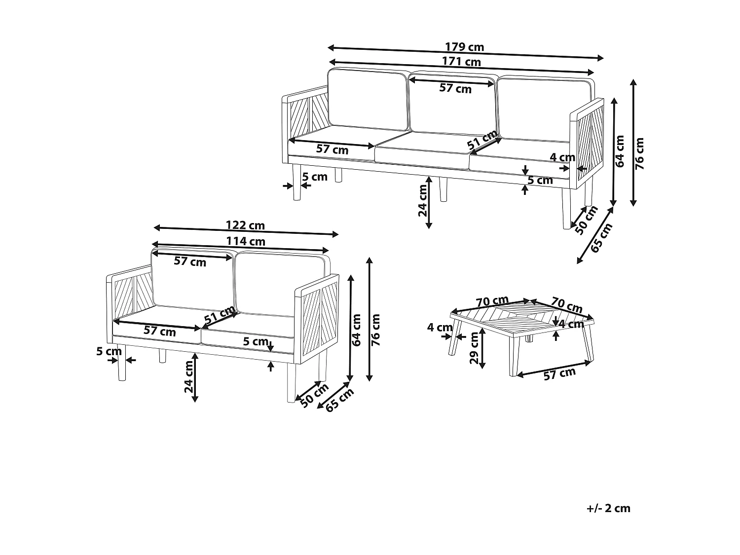 Ensemble de salon de jardin avec table 5 places BARATTI Acacia Marron