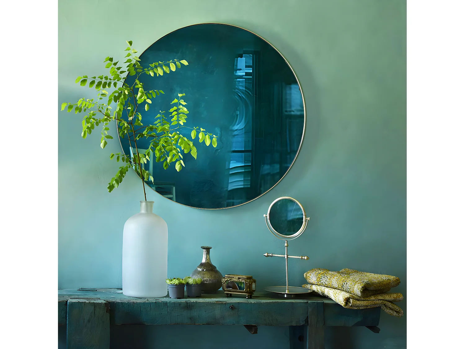 Miroir rond en laiton