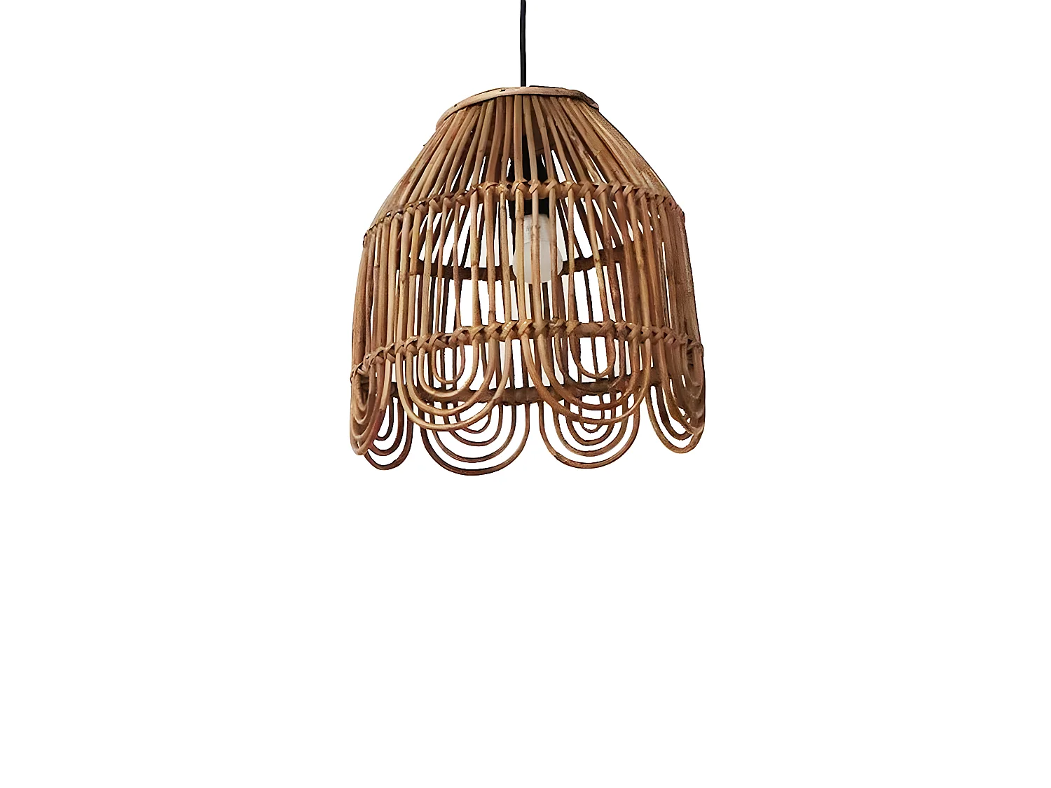 Suspension vintage en rotin