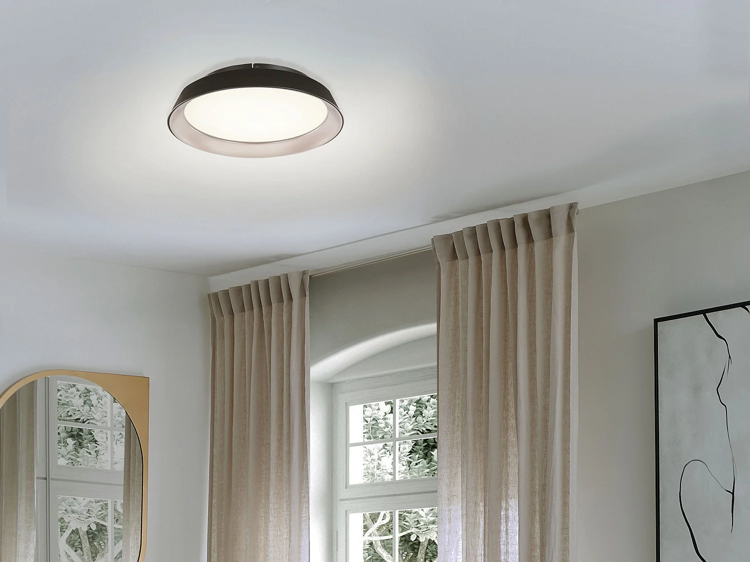 LED Deckenleuchte Metall Acryl schwarz flach rund warmweißes Licht Modern Bilin