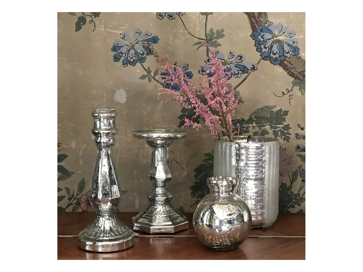 Bougeoir en verre mercurisé