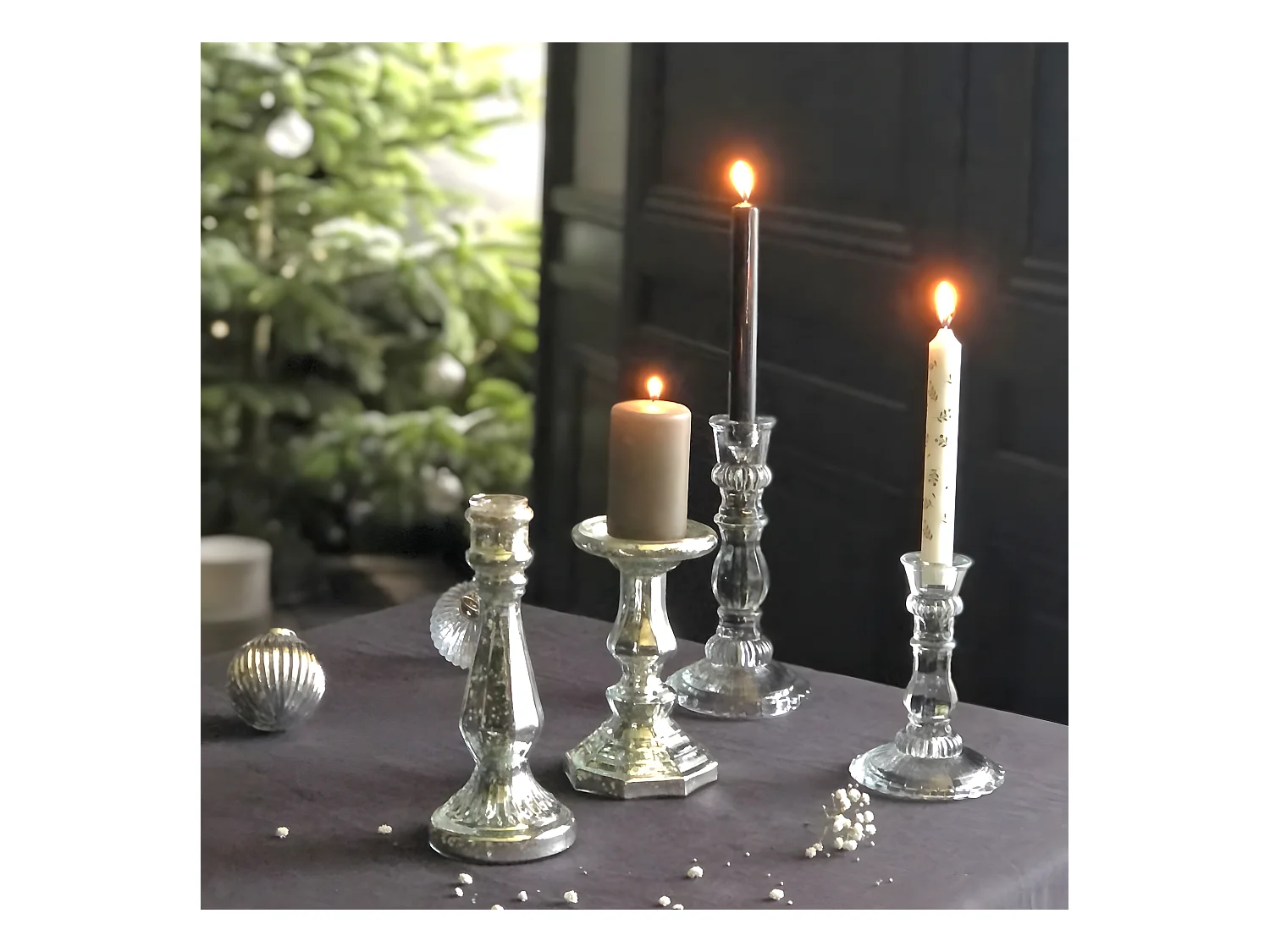 Bougeoir en verre mercurisé