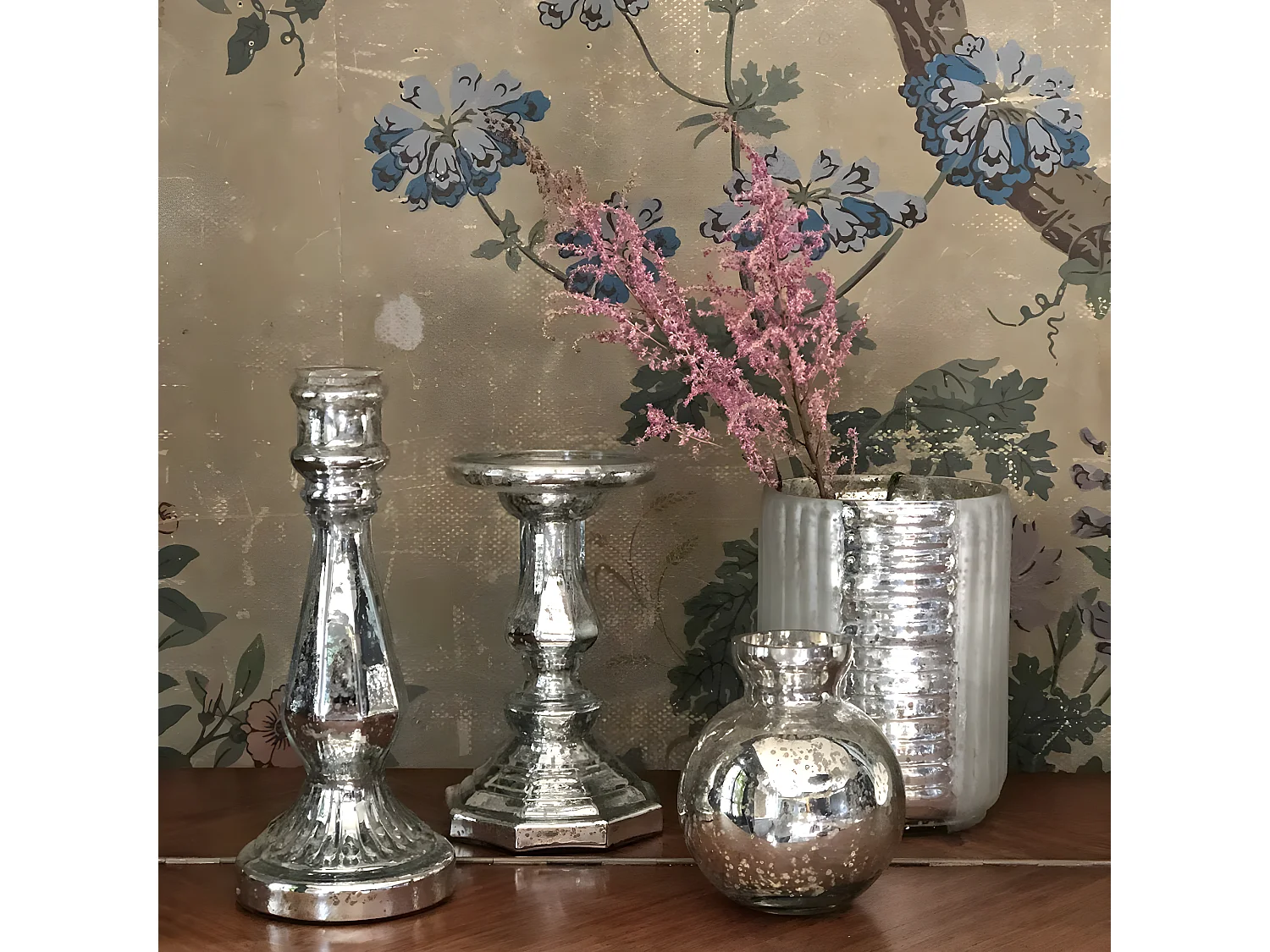 Bougeoir en verre mercurisé