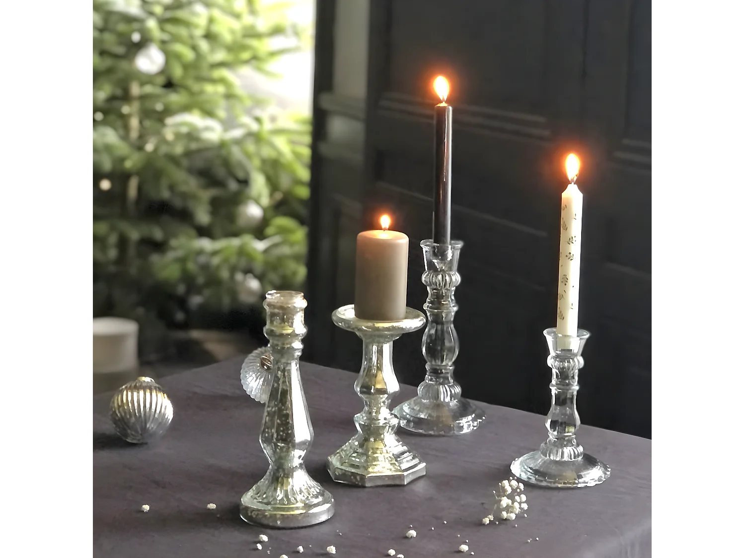 Bougeoir en verre mercurisé