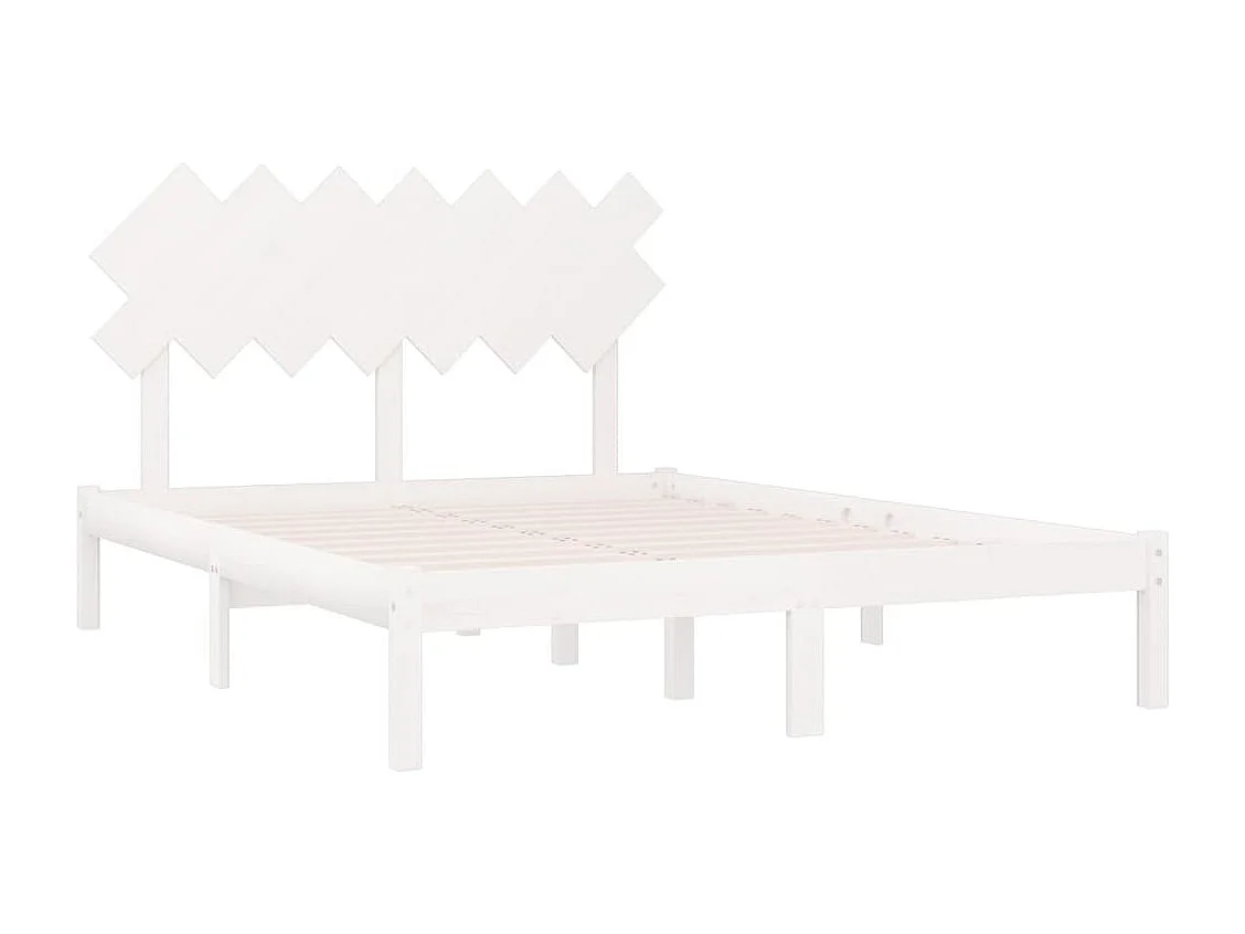 Lit double | Lit adulte | Cadre de lit blanc 150x200 cm bois massif