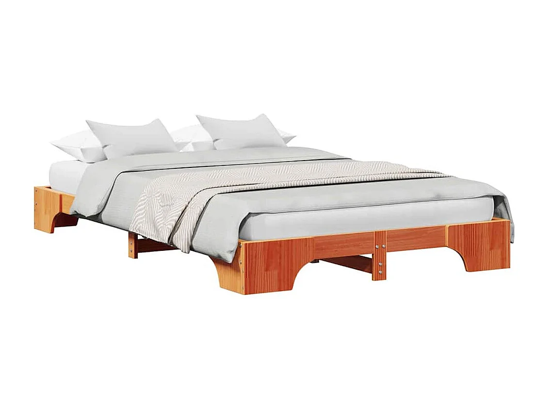 Lit double | Lit adulte | Cadre de lit Marron Ciré 140x190 cm en Pin Massif