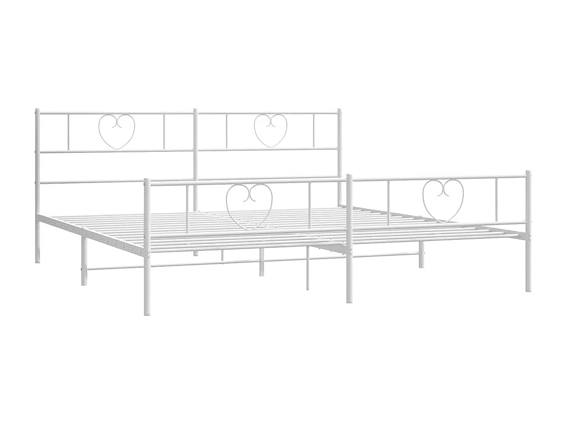 Lit double | Lit adulte | Cadre de lit métal et pied de lit blanc 183x213 cm