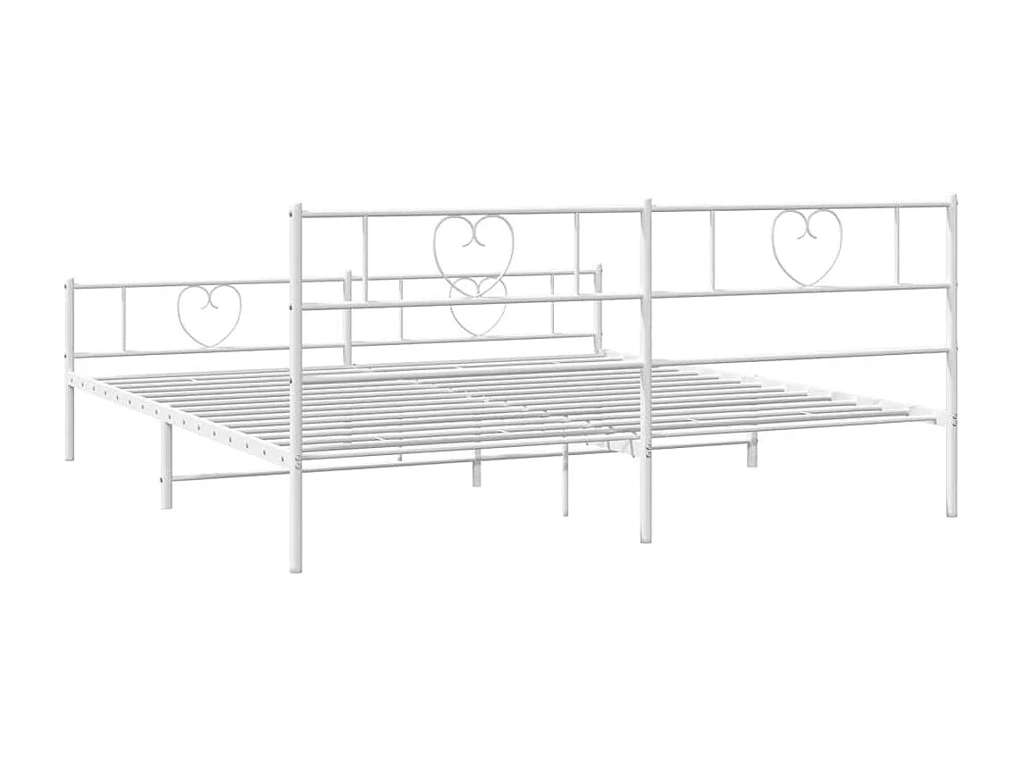 Lit double | Lit adulte | Cadre de lit métal et pied de lit blanc 183x213 cm
