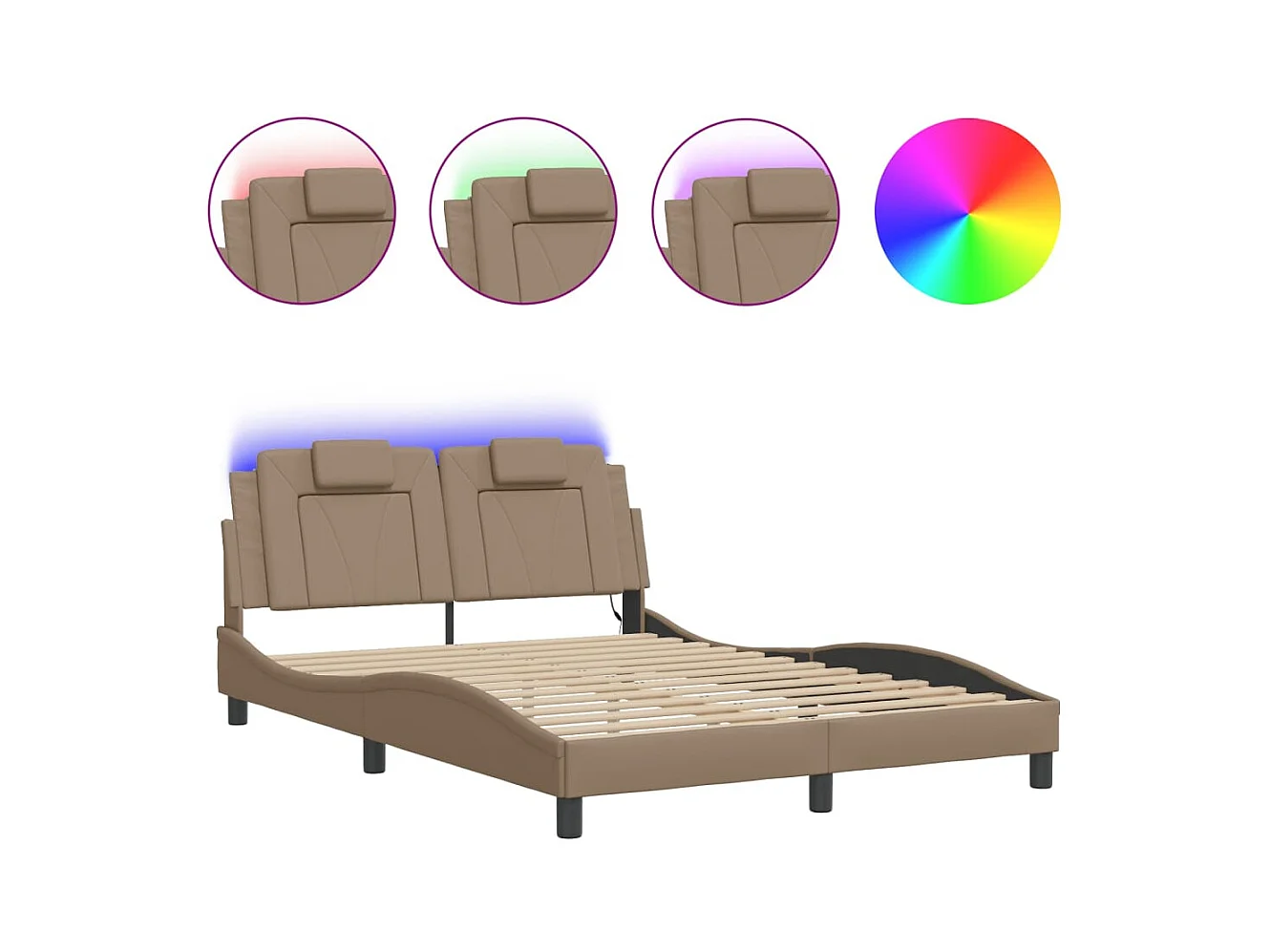 Lit double | Lit adulte | Cadre de lit avec LED cappuccino 140x190 cm