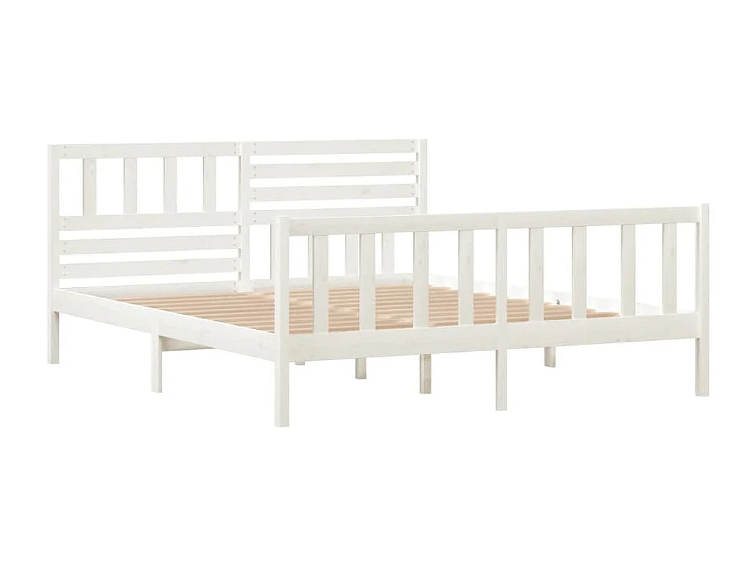 Lit double | Lit adulte | Cadre de lit blanc bois massif 140x190 cm