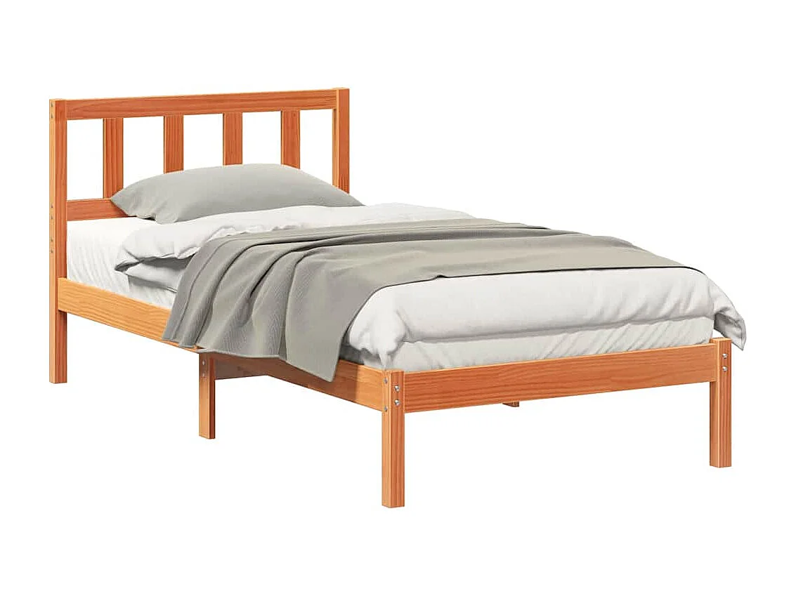 Lit simple | Lit adulte, enfant | Cadre de lit Marron cire 75x190 cm Bois massif en pin
