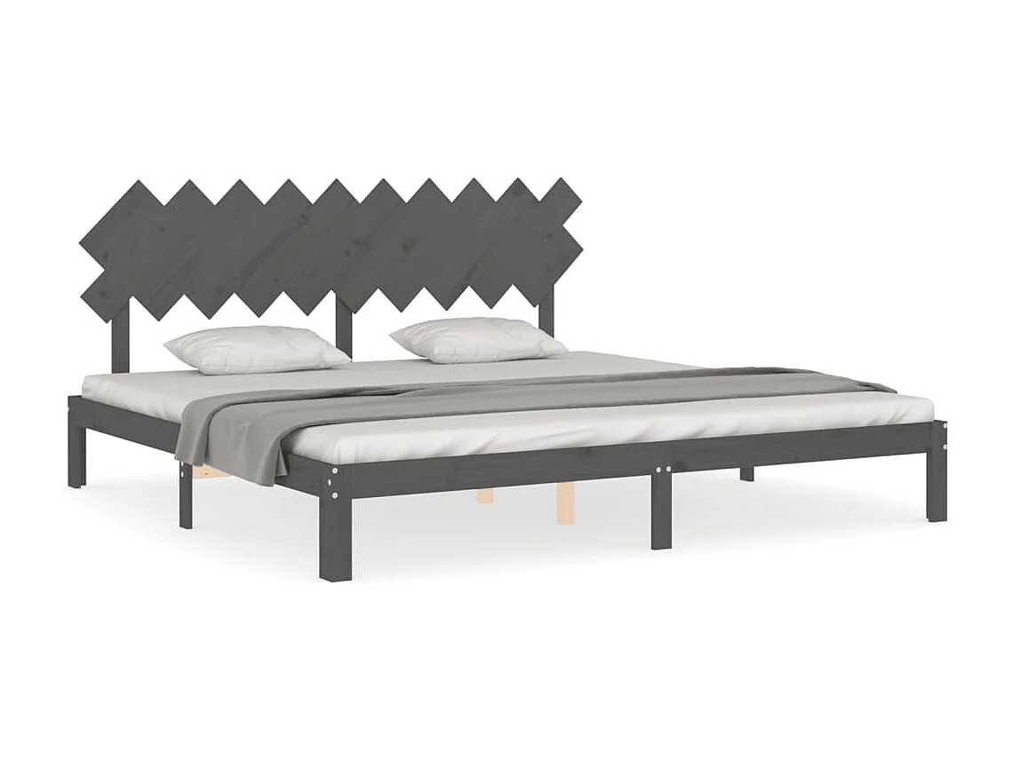 Lit double | Lit adulte | Cadre de lit gris 200x200 cm bois massif de pin