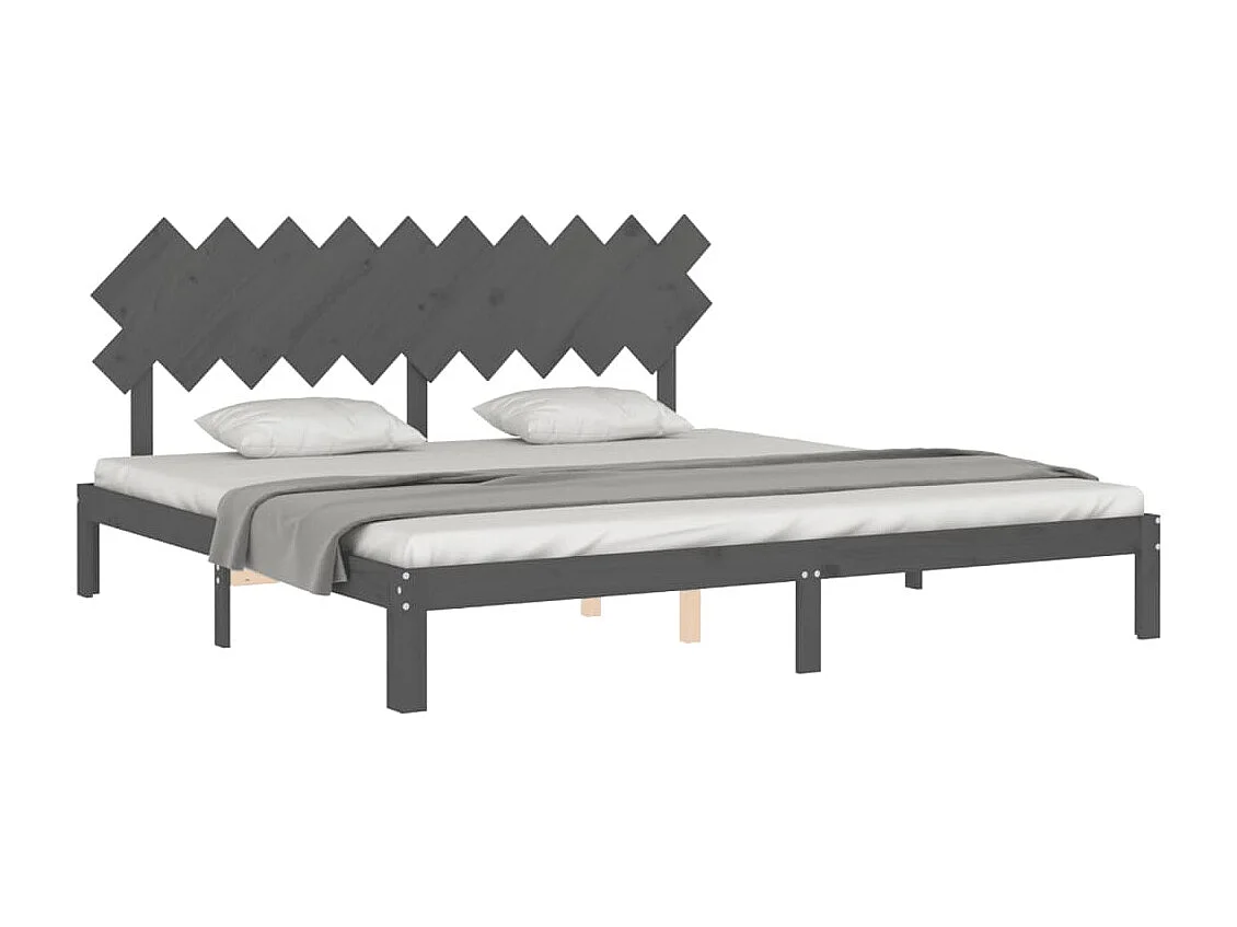 Lit double | Lit adulte | Cadre de lit gris 200x200 cm bois massif de pin