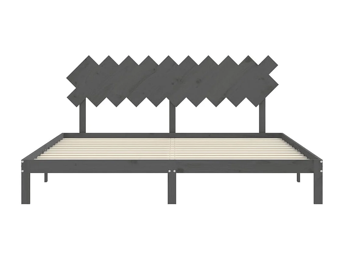 Lit double | Lit adulte | Cadre de lit gris 200x200 cm bois massif de pin