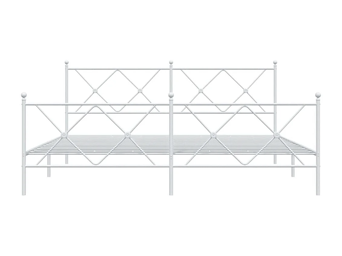 Lit double | Lit adulte | Cadre de lit métal et pied de lit blanc 183x213 cm