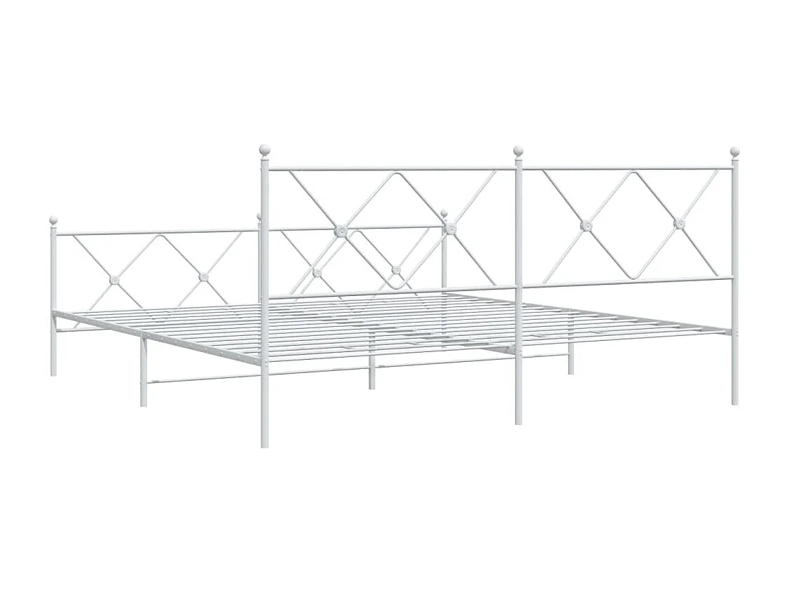Lit double | Lit adulte | Cadre de lit métal et pied de lit blanc 183x213 cm