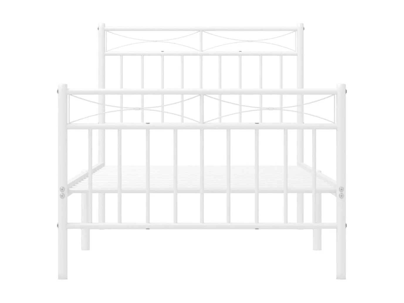 Lit simple | Lit adulte, enfant | Cadre de lit métal avec pied de lit blanc 90x200cm