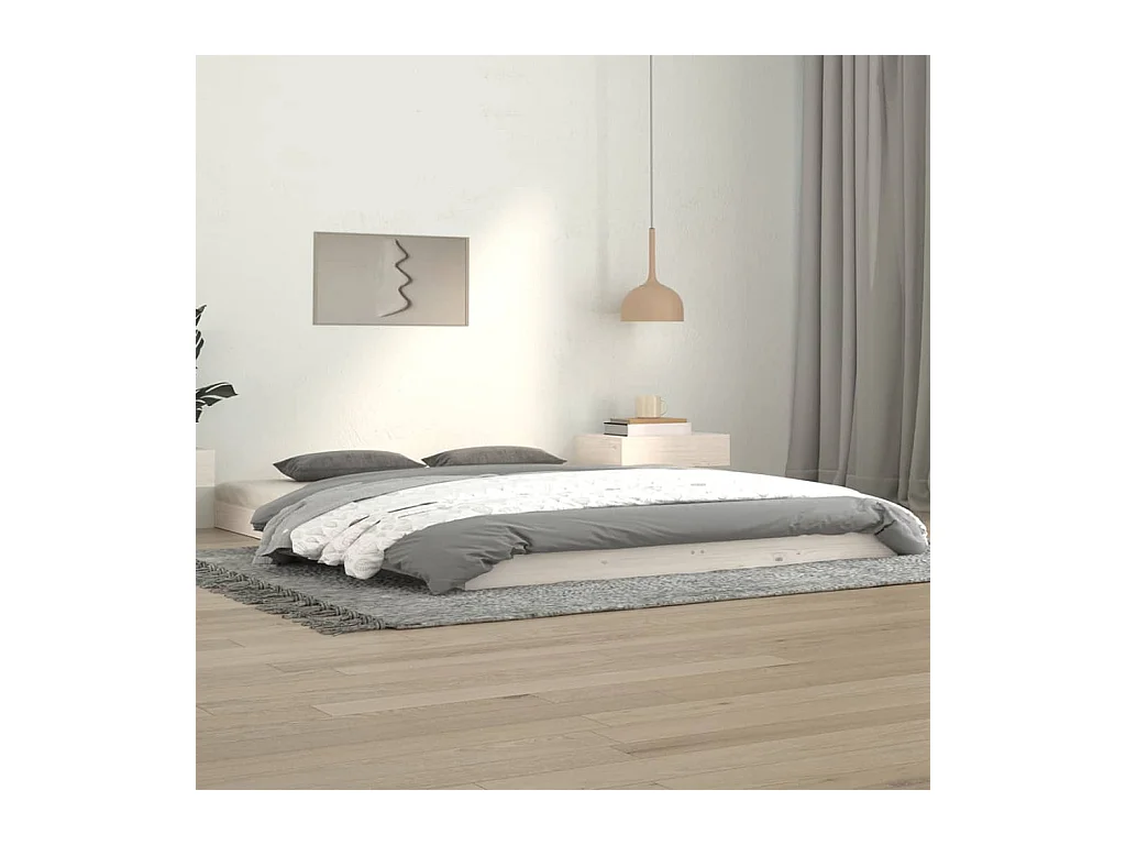 Lit double | Lit adulte | Cadre de lit blanc 140x190 cm bois de pin massif