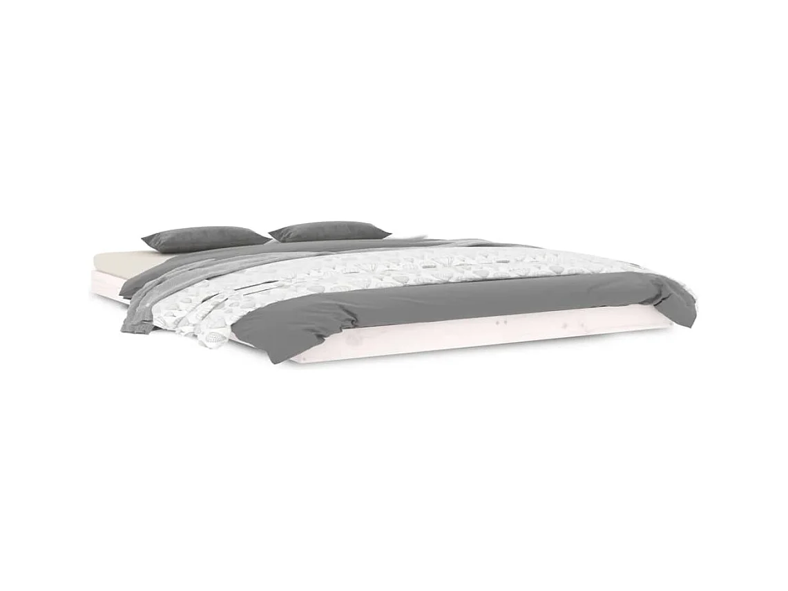 Lit double | Lit adulte | Cadre de lit blanc 140x190 cm bois de pin massif