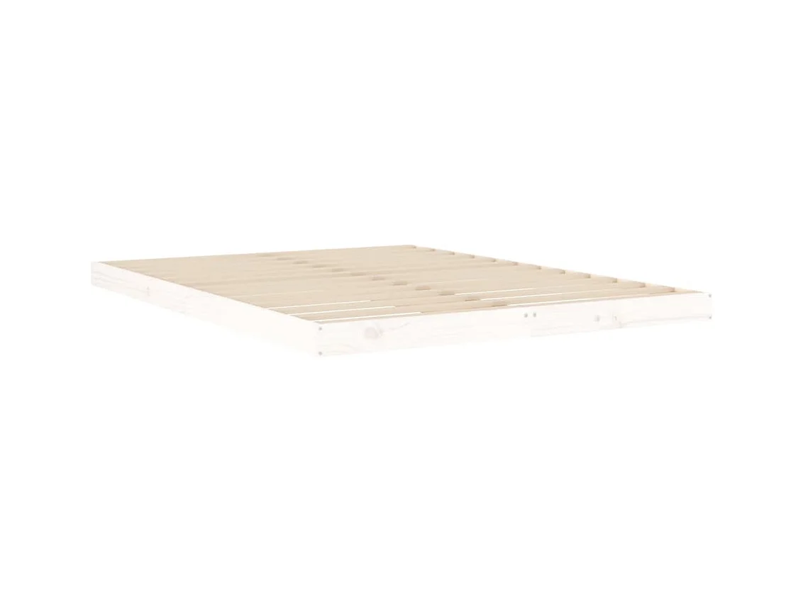 Lit double | Lit adulte | Cadre de lit blanc 140x190 cm bois de pin massif
