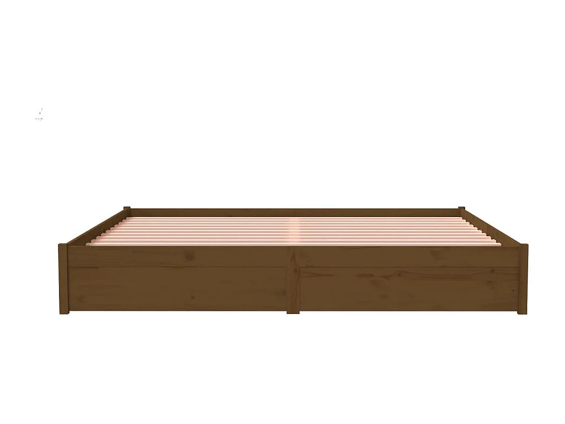 Lit double | Lit adulte | Cadre de lit marron miel bois massif 200x200 cm