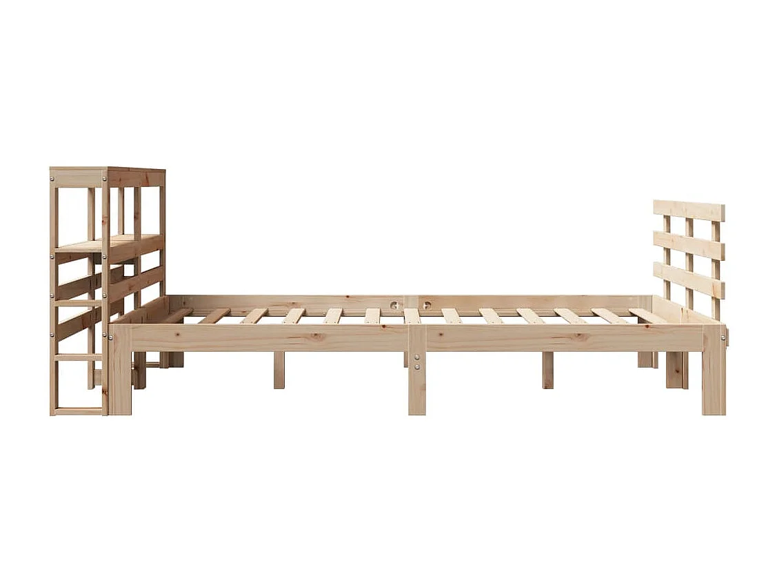 Letto per adulti | Letto matrimoniale | Giroletto con Testiera 160x200 cm in Legno Massello di Pino