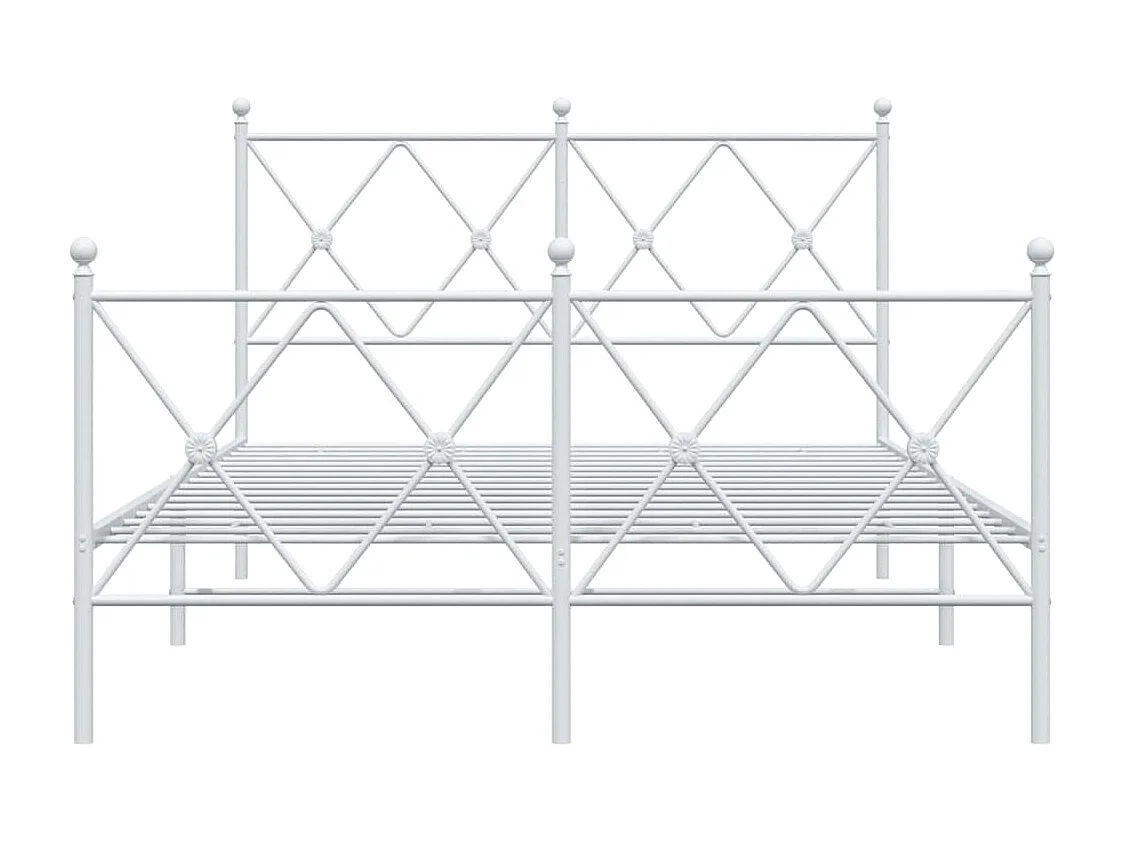 Lit simple | Lit adulte, enfant | Cadre de lit métal et pied de lit blanc 120x190 cm