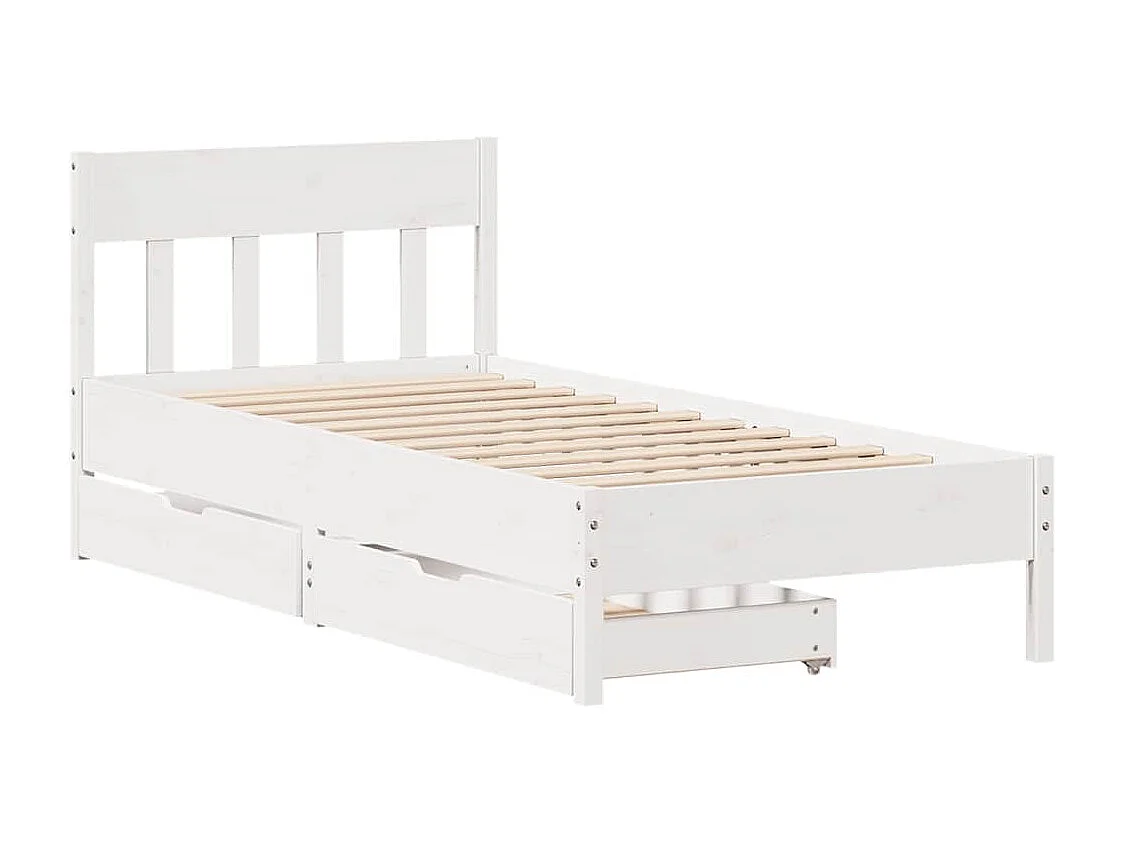 Lit simple | Lit adulte, enfant | Cadre de lit blanc 90x200 cm bois de pin massif
