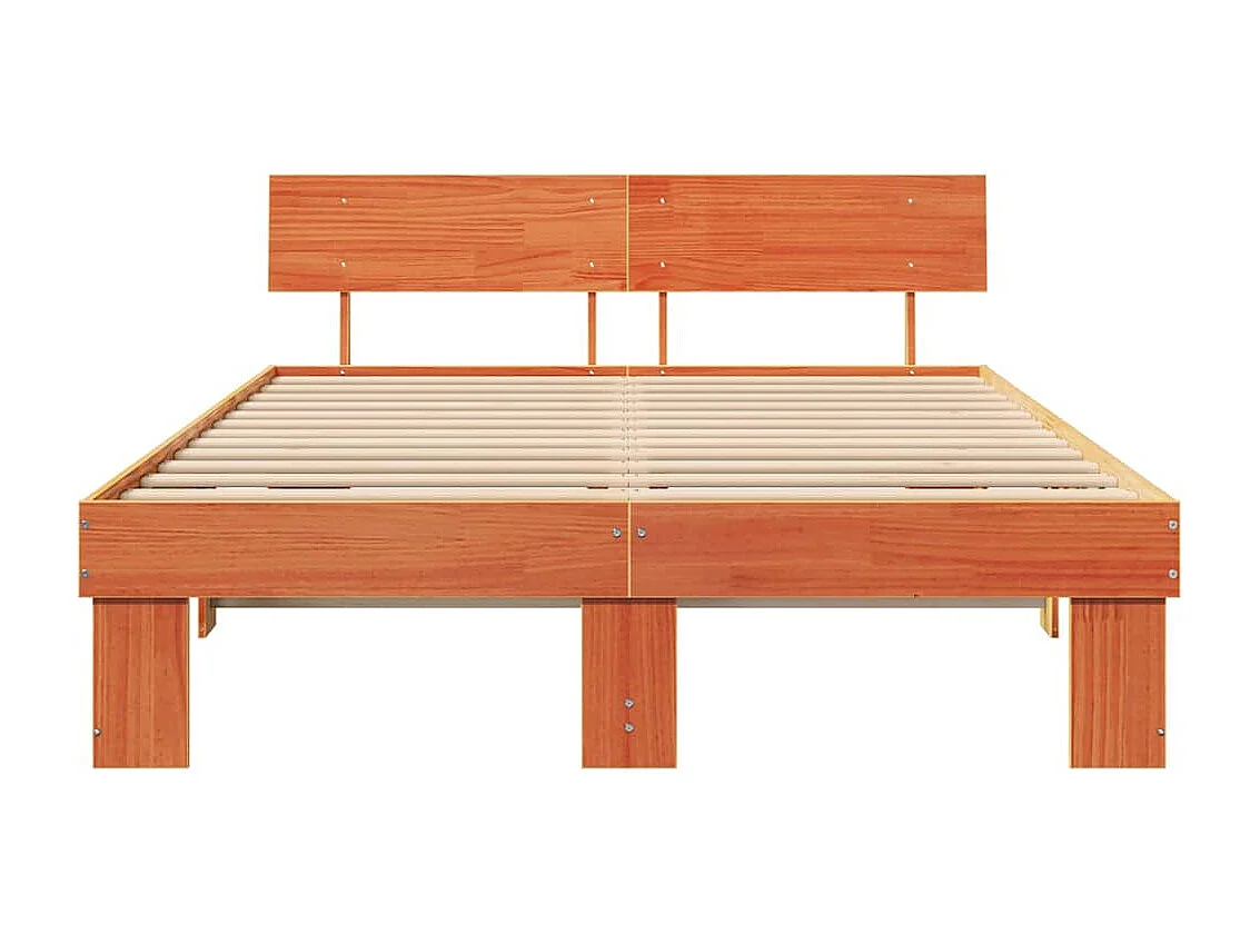 Lit double | Lit adulte | Cadre de lit Marron cire 140x200 cm Bois massif en pin