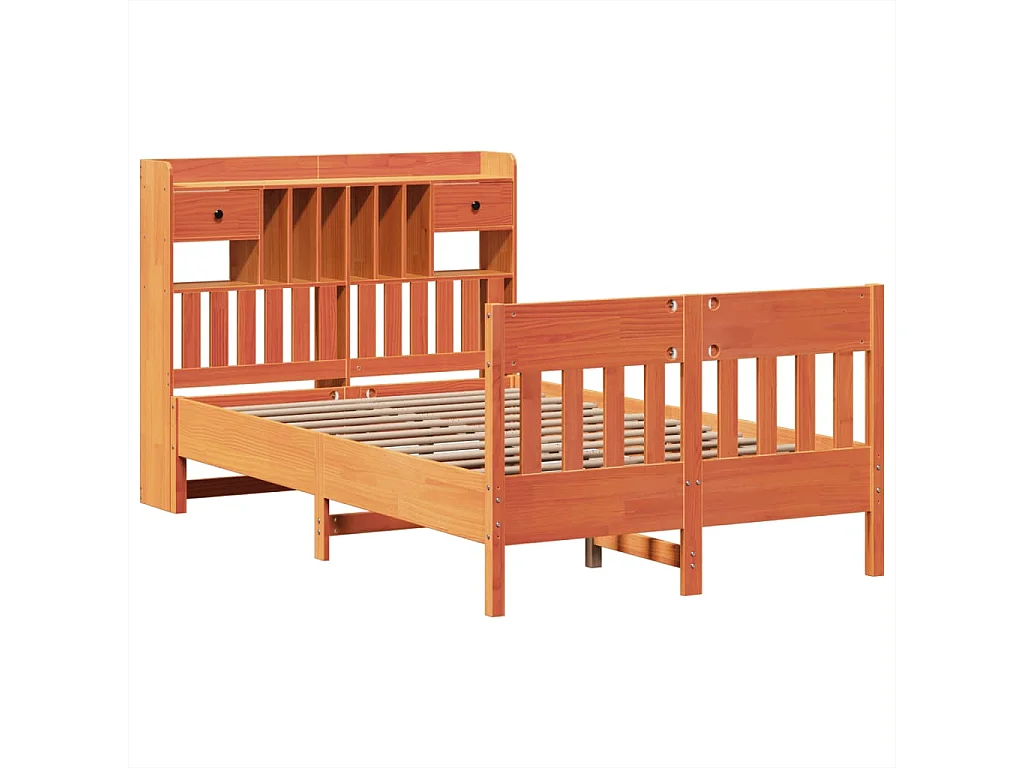 Lit double | Lit adulte | Cadre de lit cire marron 135x190cm bois pin massif