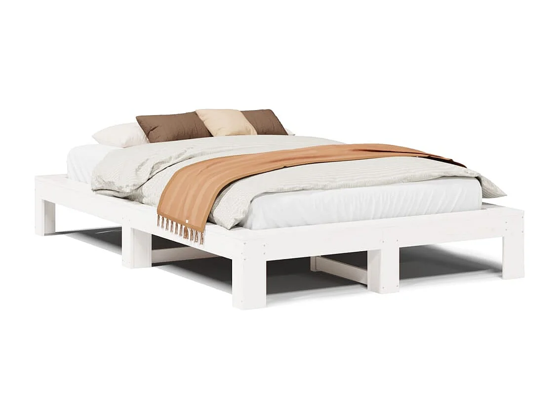 Lit simple | Lit adulte, enfant | Cadre de lit blanc 120x200 cm bois de pin massif