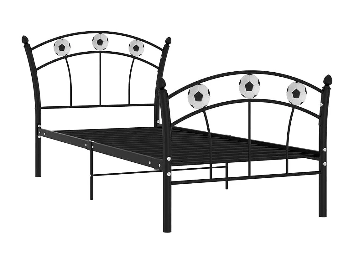 Lit simple | Lit adulte, enfant | Cadre de lit noir métal 90x200 cm