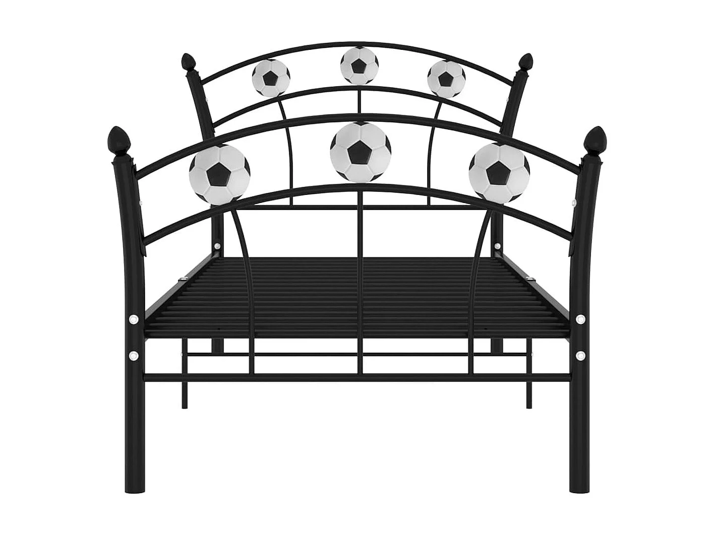 Lit simple | Lit adulte, enfant | Cadre de lit noir métal 90x200 cm