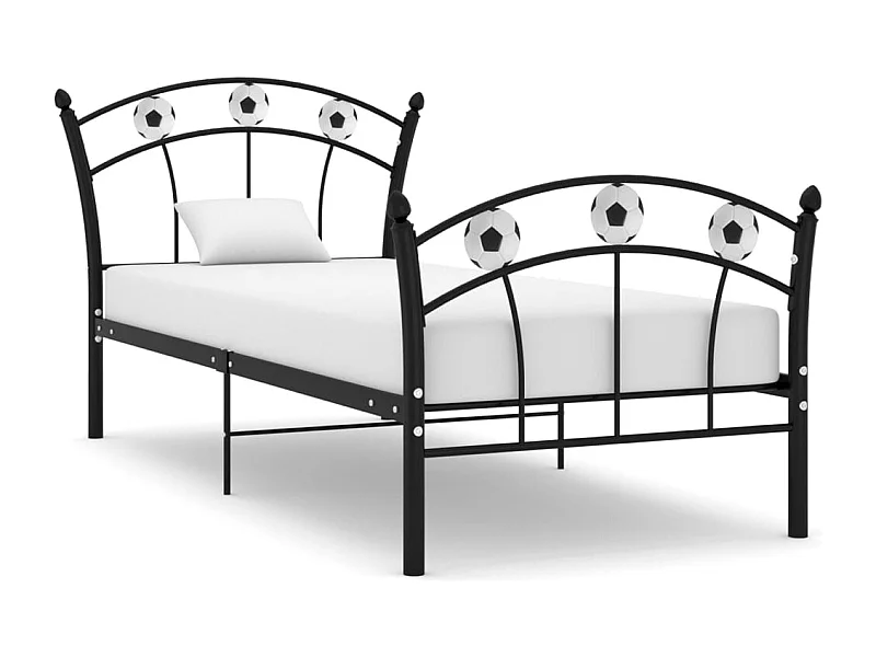 Lit simple | Lit adulte, enfant | Cadre de lit noir métal 90x200 cm