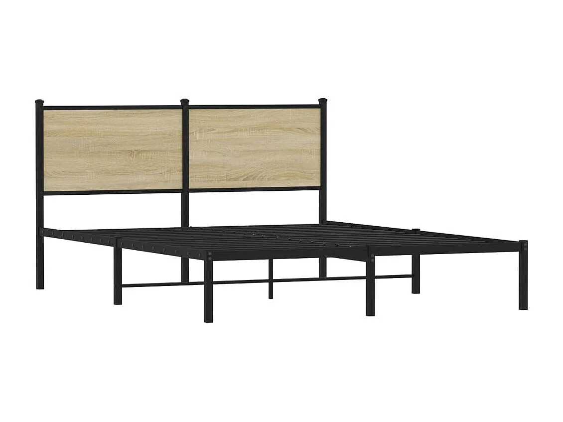 Lit double | Lit adulte | Cadre de lit en métal chêne sonoma 150x200 cm