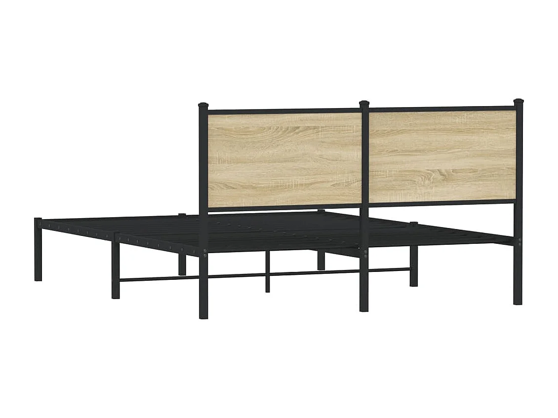 Lit double | Lit adulte | Cadre de lit en métal chêne sonoma 150x200 cm