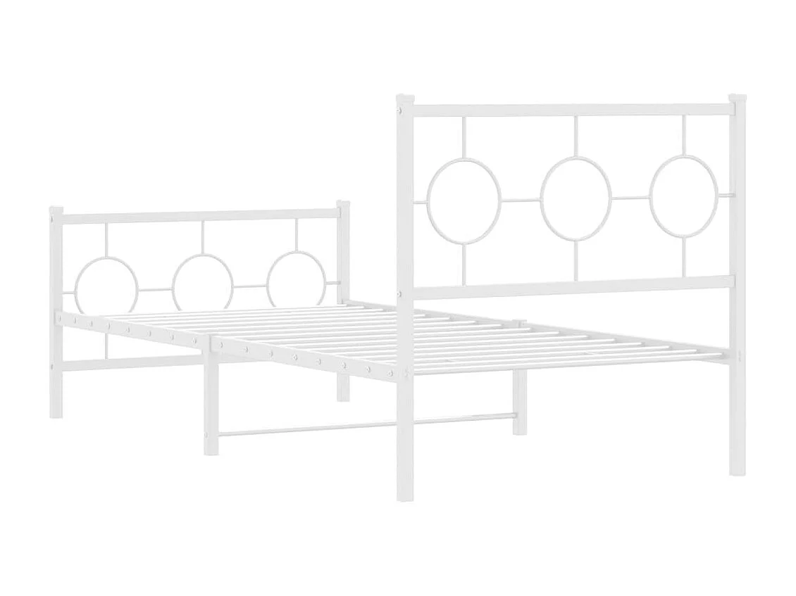 Lit simple | Lit adulte, enfant | Cadre de lit métal avec pied de lit blanc 90x190cm