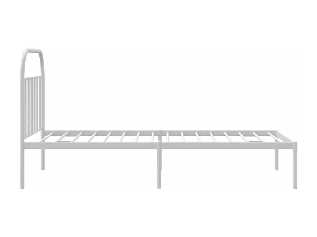 Lit simple | Lit adulte, enfant | Cadre de lit métal et tête de lit blanc 107x203 cm