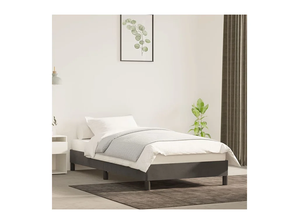 Lit simple | Lit adulte, enfant | Cadre de lit gris foncé 80x200 cm velours