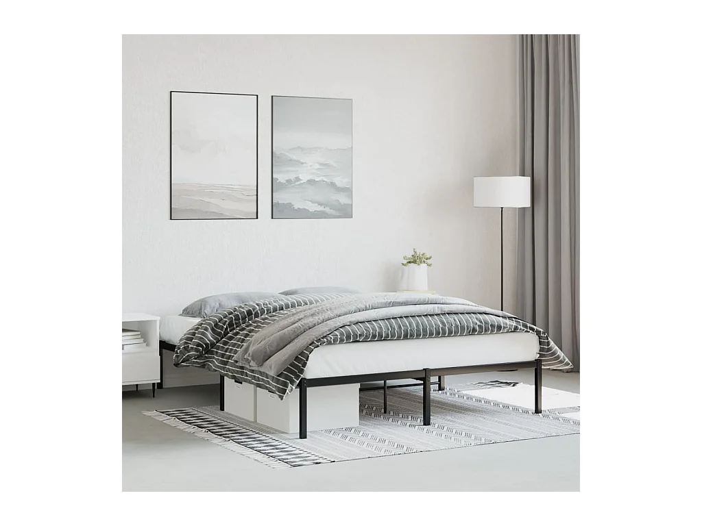 Lit double | Lit adulte | Cadre de lit métal noir 150x200 cm
