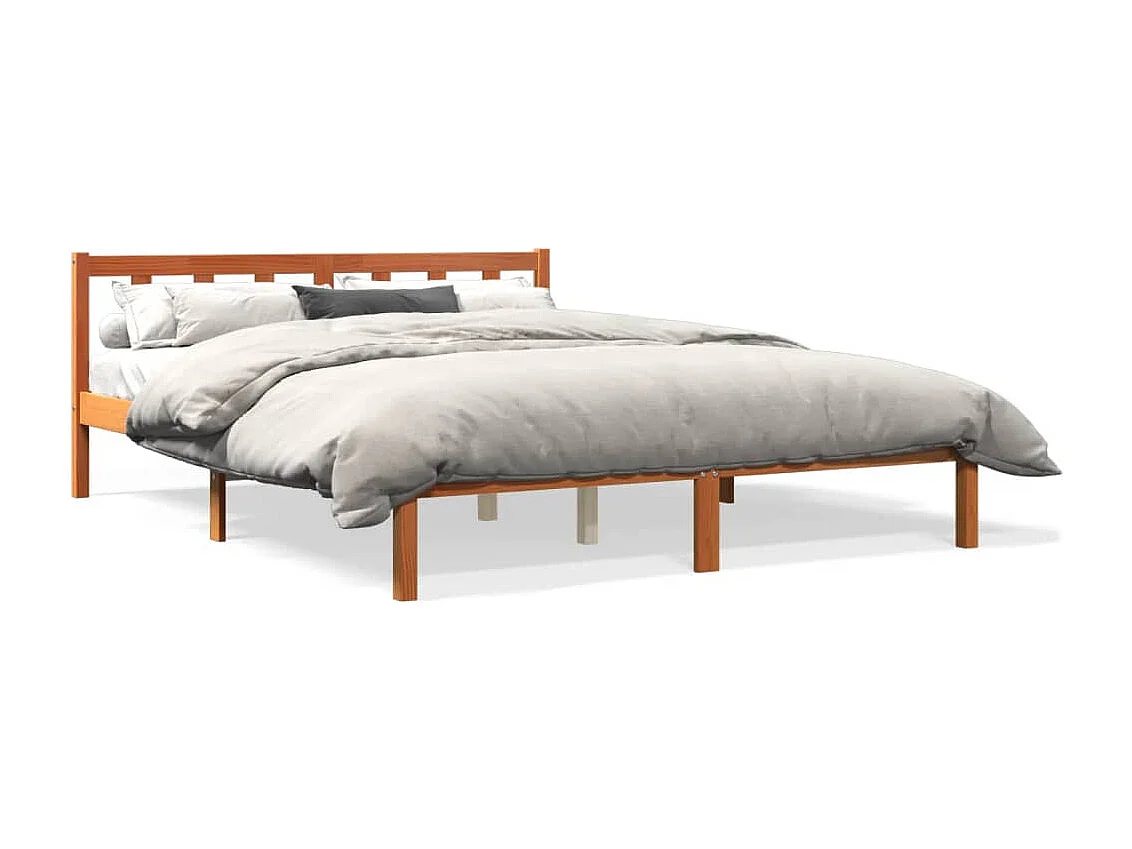 Lit double | Lit adulte | Cadre de lit cire marron 150x200cm bois pin massif
