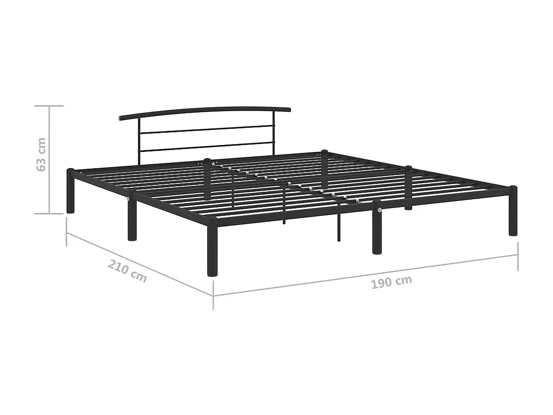 Lit double | Lit adulte | Cadre de lit noir métal 180x200 cm