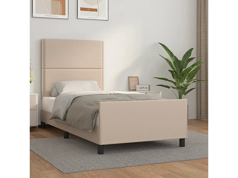 Letto per adulti | Letto singolo | Giroletto con Testiera Cappuccino 90x190 cm in Similpelle