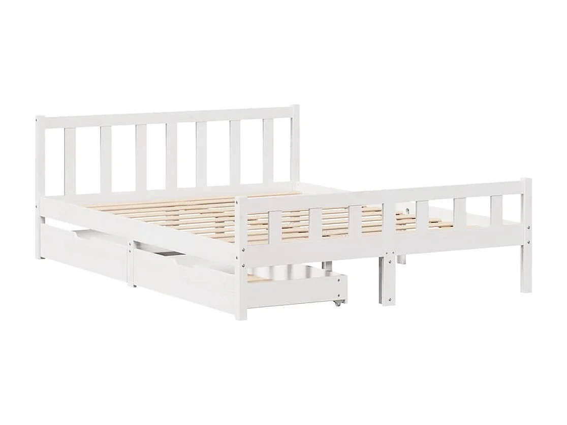 Lit double | Lit adulte | Cadre de lit blanc 150x200 cm bois de pin massif